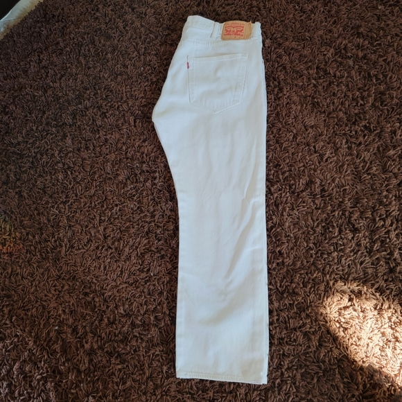 Levis White Button Fly Jeans with factory designed tears W40 L30 - Picture 2 of 10